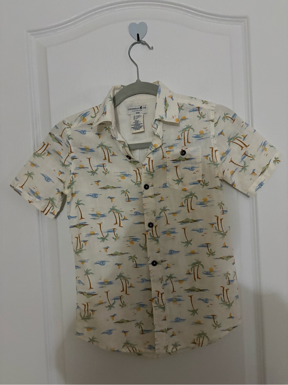 Caribbean Joe Cream Short-Sleeve Island Print Button-Down Shirt